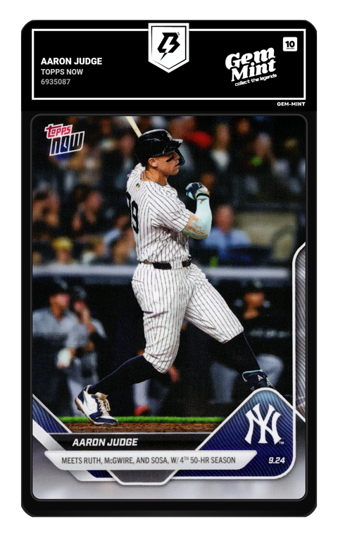 Aaron Judge 2025 Topps Now graded Gem Mint 10 by TradingCard360