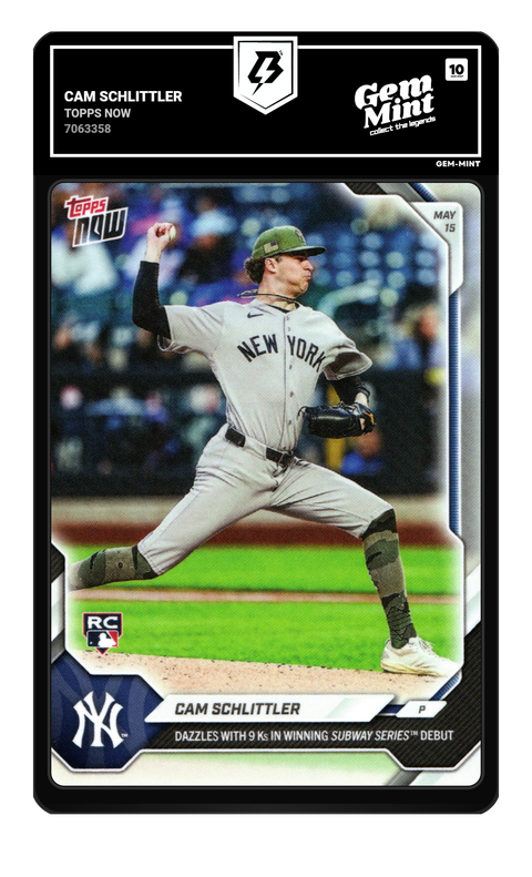 Cam Schlittler 2023 Topps Now graded Gem Mint 10 by TradingCard360