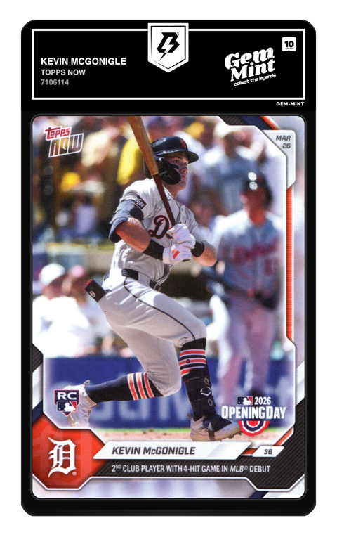 Kevin McGonigle 2026 Topps Now graded Gem Mint 10 by TradingCard360