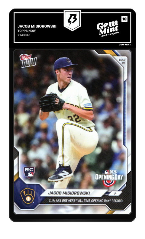 Jacob Misiorowski 2026 Topps Now graded Gem Mint 10 by TradingCard360