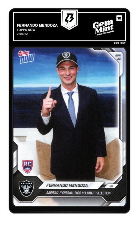 Fernando Mendoza 2026 Rookie Draft Day graded Gem Mint 10 by TradingCard360