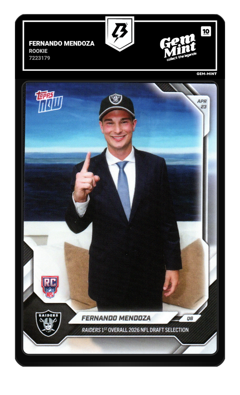 Fernando Mendoza 2026 Rookie Draft Day graded Gem Mint 10 by TradingCard360