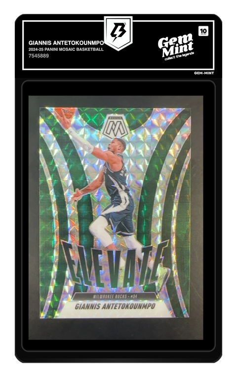 Giannis Antetokounmpo 2024 Mosaic graded Gem Mint 10 by TradingCard360