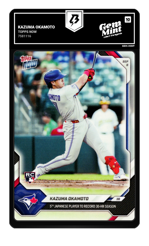 Kazuma Okamoto 2026 Topps Now graded Gem Mint 10 by TradingCard360