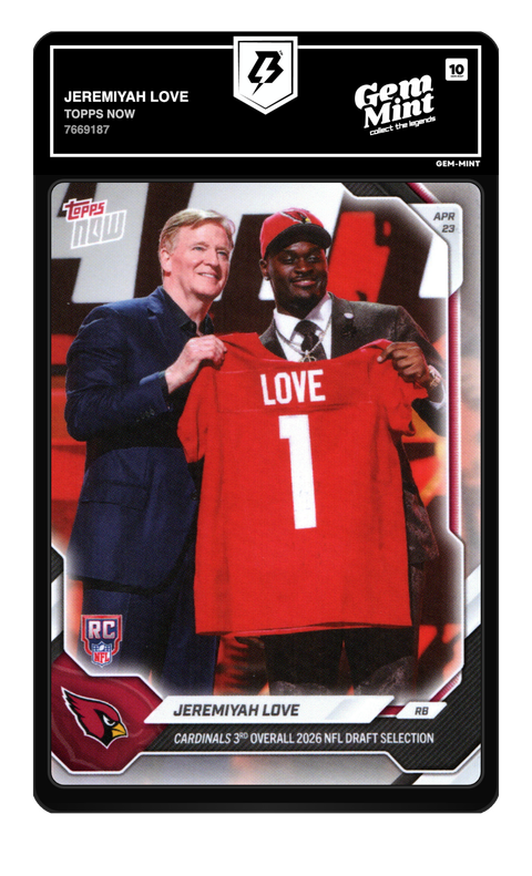 Jeremiyah Love 2026 Topps Now graded Gem Mint 10 by TradingCard360