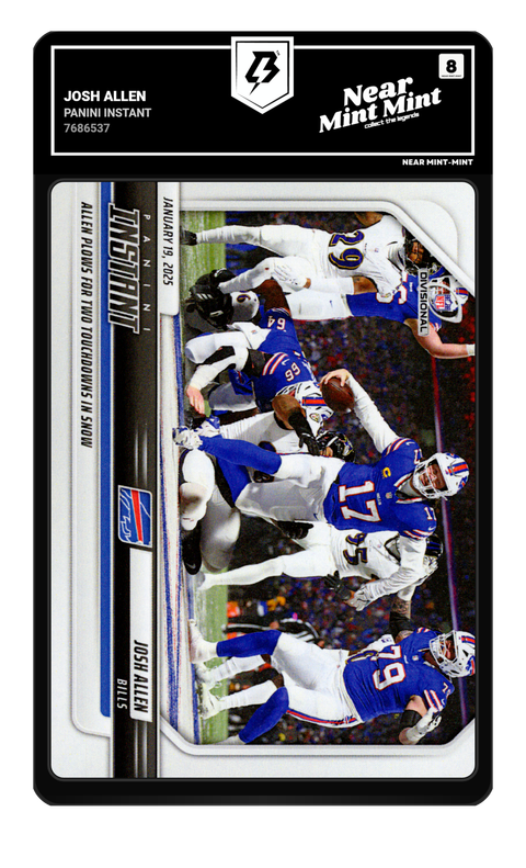 Josh Allen 2025 Panini Instant graded NM-MT 8 by TradingCard360