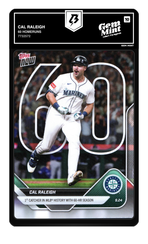 Cal Raleigh 2025 Topps Now graded Gem Mint 10 by TradingCard360