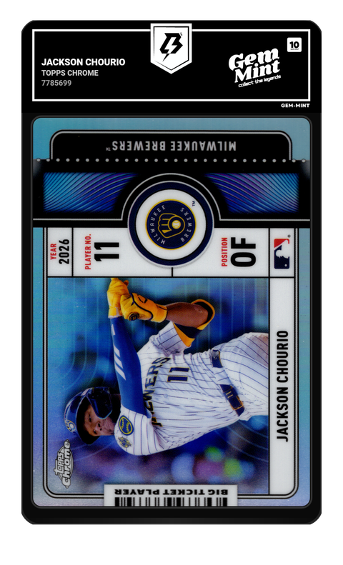 Jackson Chourio 2026 Topps Chrome graded Gem Mint 10 by TradingCard360