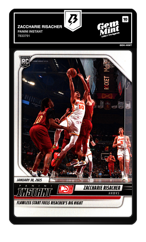 Zaccharie Risacher 2024 Panini Instant graded Gem Mint 10 by TradingCard360