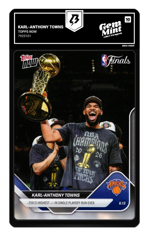 Karl-Anthony Towns 2026 Topps Now graded Gem Mint 10 by TradingCard360