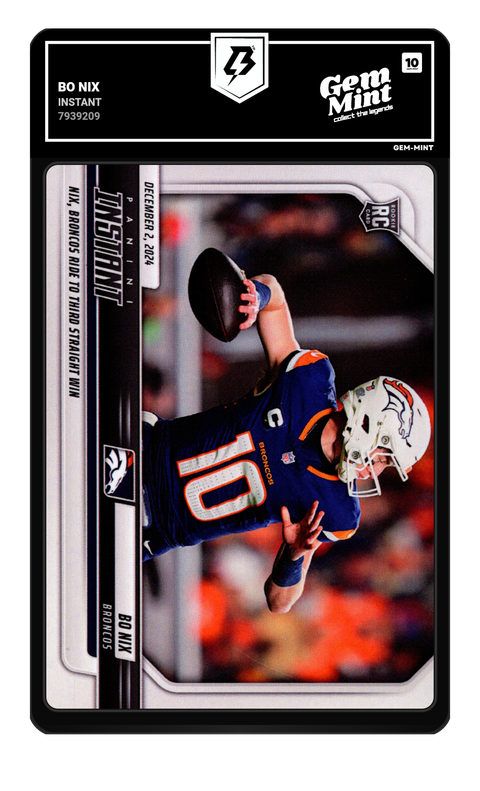 Bo Nix 2024 Instant graded Gem Mint 10 by TradingCard360