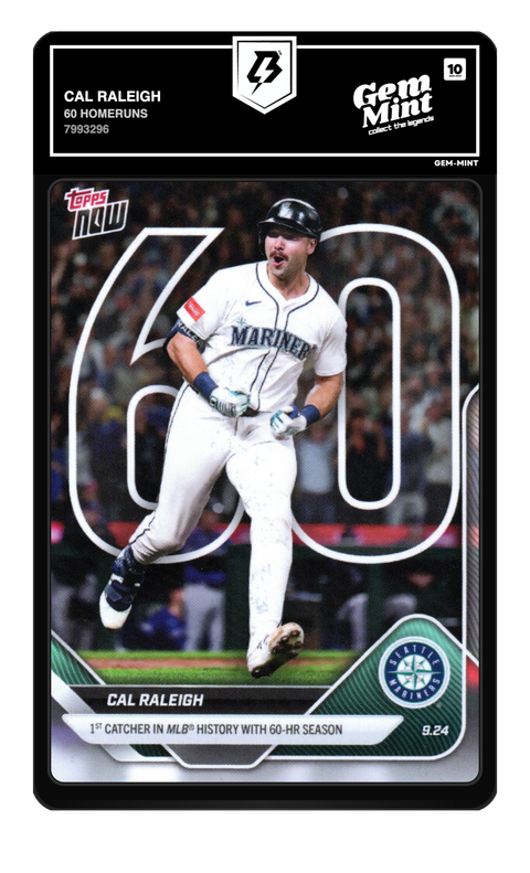 Cal Raleigh 2025 Topps Now graded Gem Mint 10 by TradingCard360