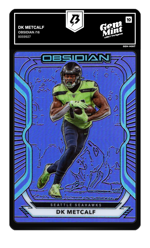 DK Metcalf 2020 Obsidian /16 graded Gem Mint 10 by TradingCard360