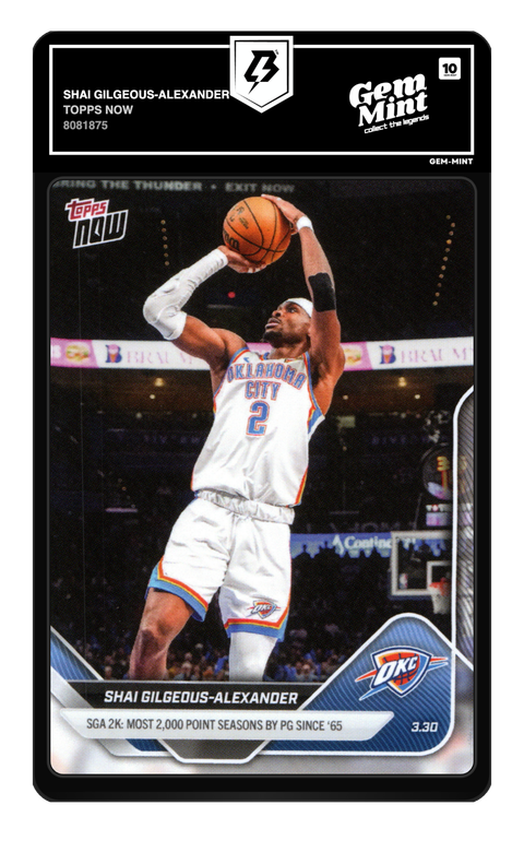 Shai Gilgeous-Alexander 2025 Topps Now graded Gem Mint 10 by TradingCard360