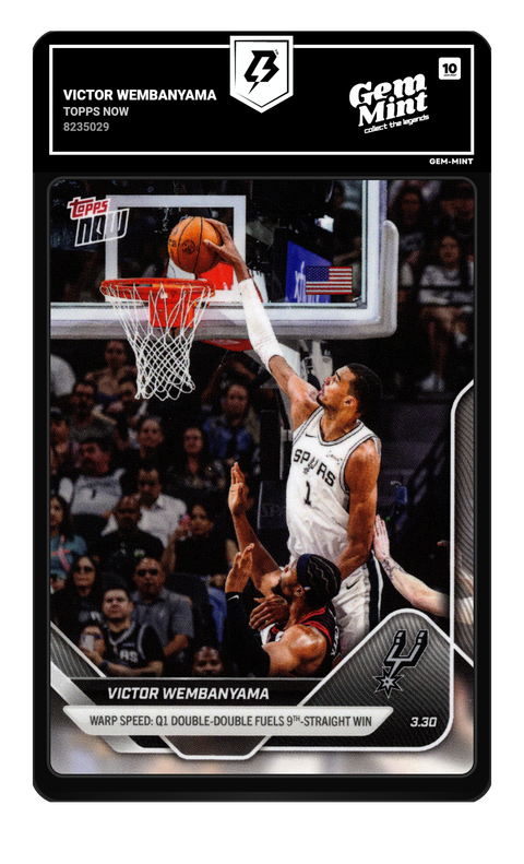 Victor Wembanyama 2026 Topps Now graded Gem Mint 10 by TradingCard360