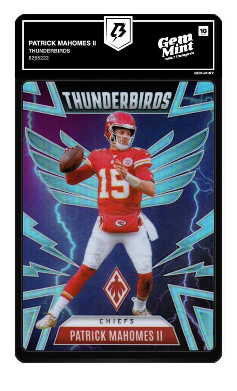Patrick Mahomes II 2025 Thunderbirds graded Gem Mint 10 by TradingCard360