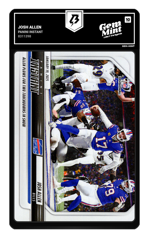 Josh Allen 2025 Panini Instant graded Gem Mint 10 by TradingCard360