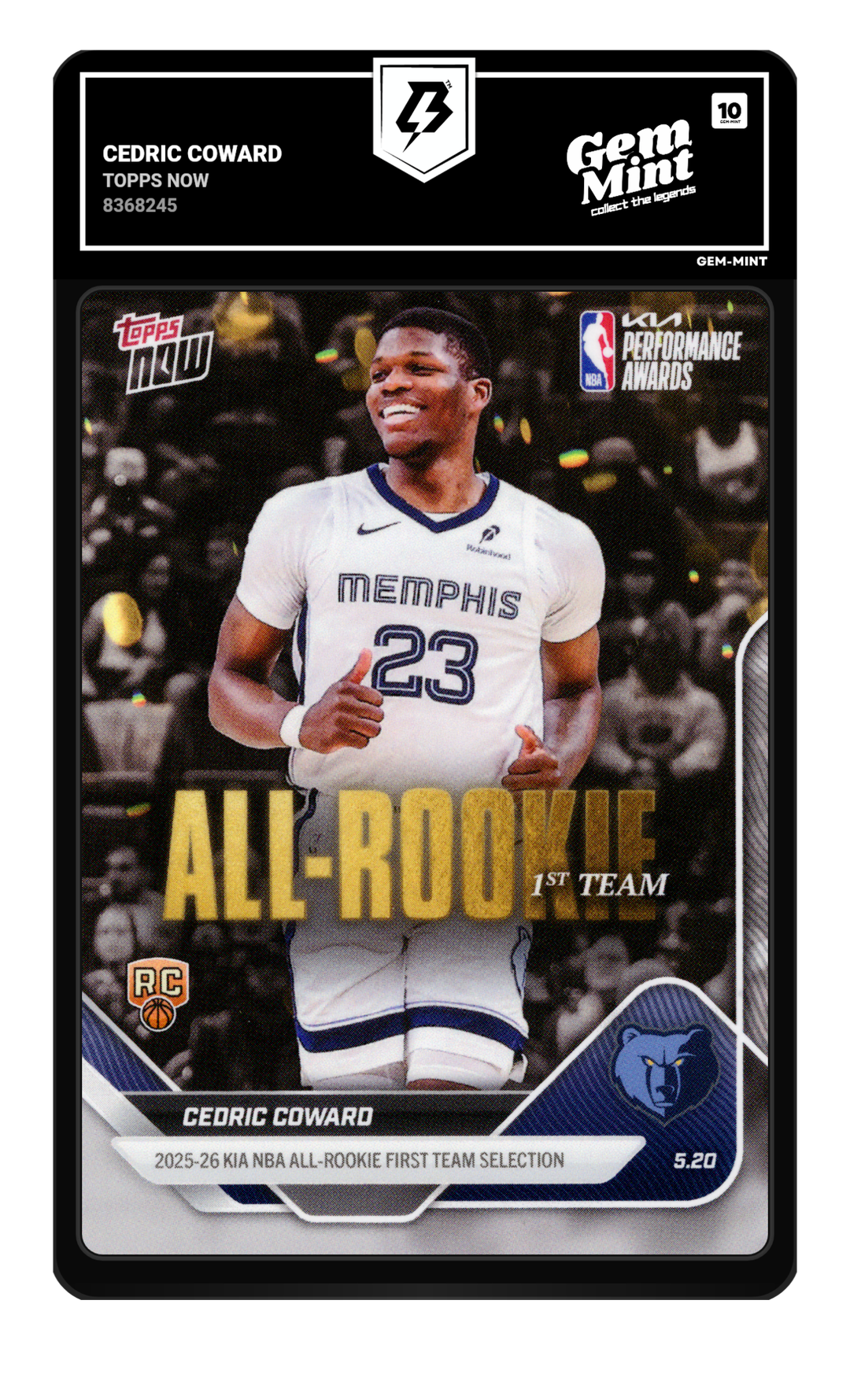 Cedric Coward graded Gem Mint 10