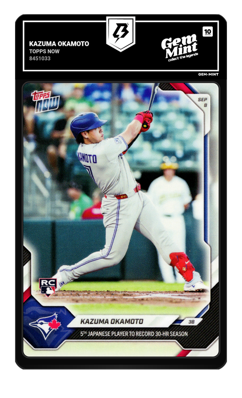 Kazuma Okamoto 2026 Topps Now graded Gem Mint 10 by TradingCard360