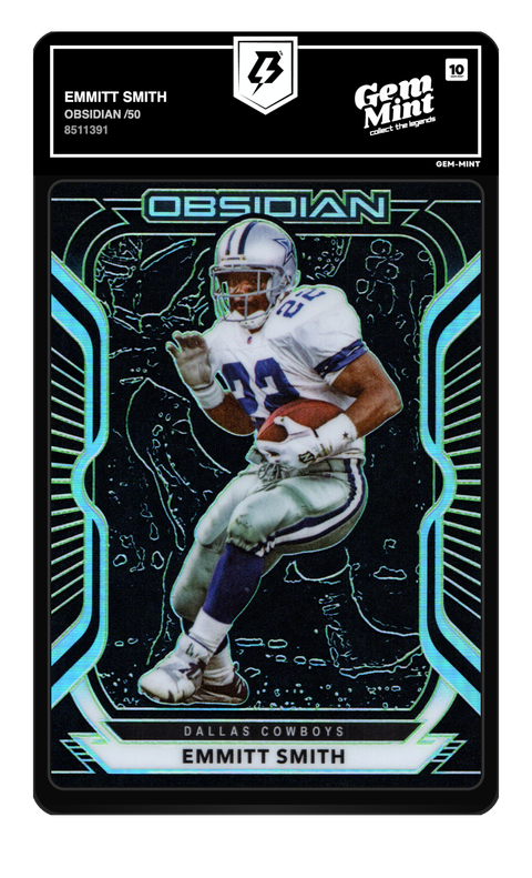 Emmitt Smith 2020 Obsidian /50 graded Gem Mint 10 by TradingCard360