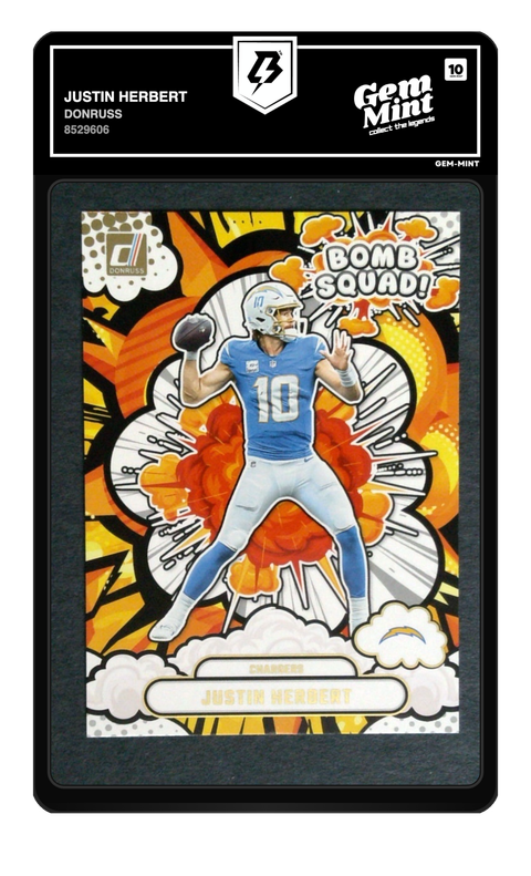 Justin Herbert 2025 Donruss graded Gem Mint 10 by TradingCard360