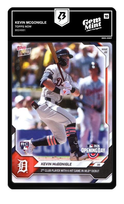 Kevin McGonigle 2026 Topps Now graded Gem Mint 10 by TradingCard360