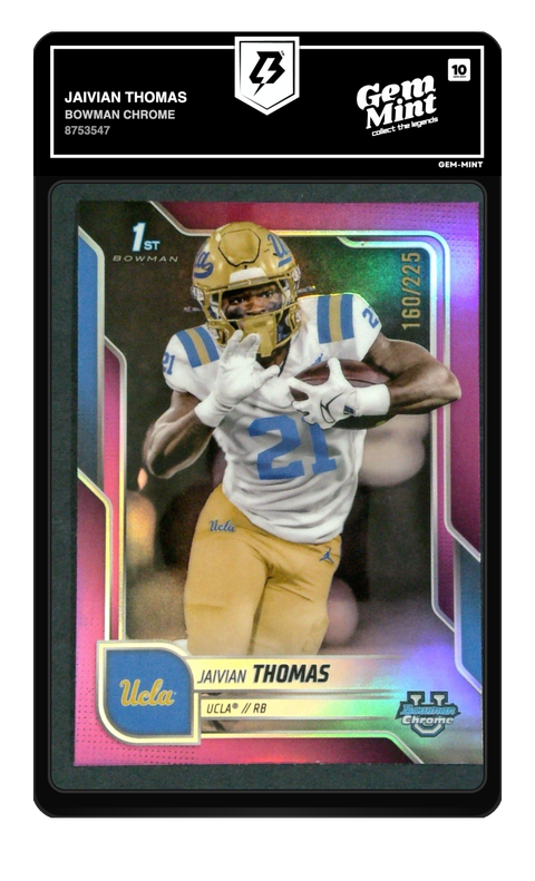 Jaivian Thomas 2025 Bowman Chrome U graded Gem Mint 10 by TradingCard360