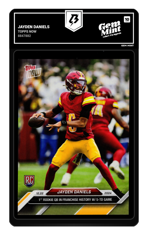 Jayden Daniels 2024 Topps Now graded Gem Mint 10 by TradingCard360