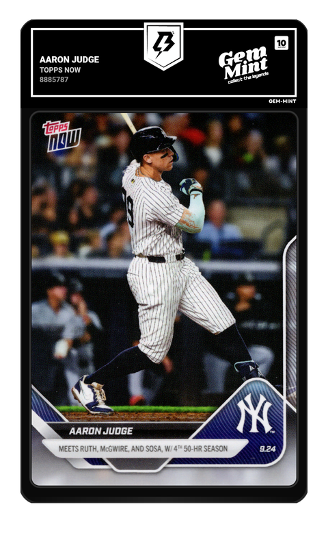 Aaron Judge 2025 Topps Now graded Gem Mint 10 by TradingCard360