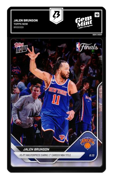 Jalen Brunson 2026 Topps Now graded Gem Mint 10 by TradingCard360