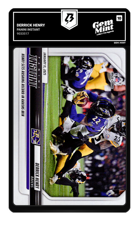 Derrick Henry 2025 Panini Instant graded Gem Mint 10 by TradingCard360