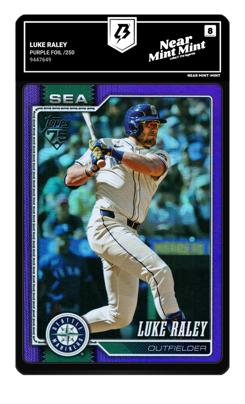 Luke Raley 2026 Purple Foil /250 graded NM-MT 8 by TradingCard360