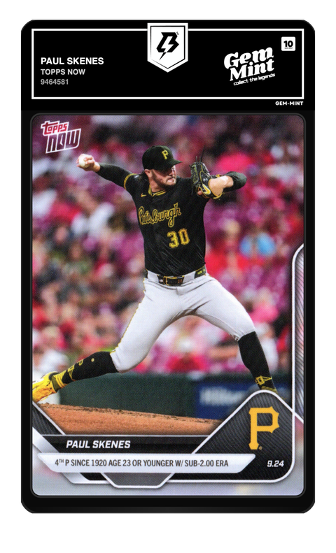 Paul Skenes 2025 Topps Now graded Gem Mint 10 by TradingCard360