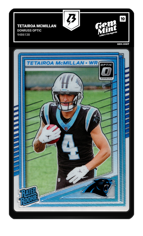 Tetairoa McMillan 2025 Donruss Optic graded Gem Mint 10 by TradingCard360