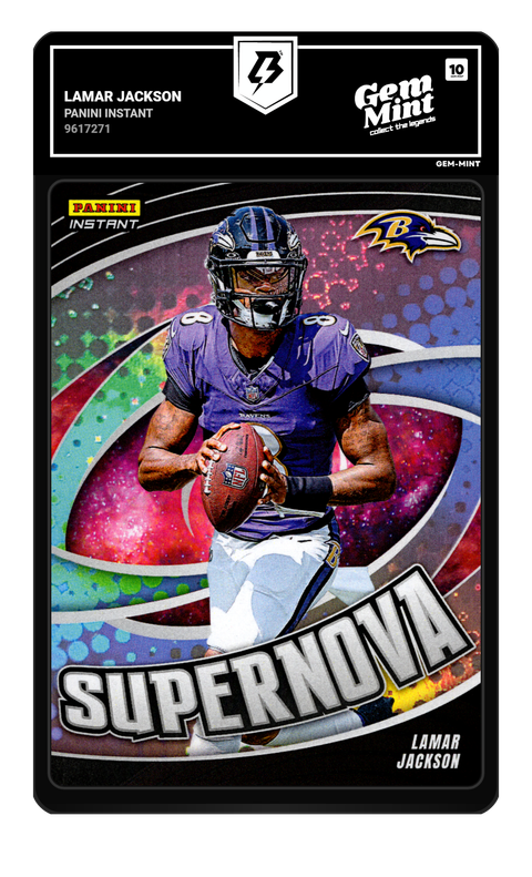 Lamar Jackson 2024 Panini Instant graded Gem Mint 10 by TradingCard360