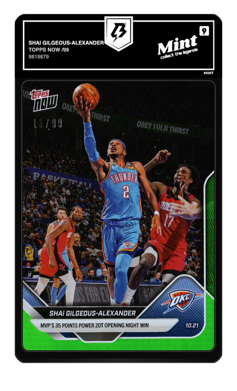Shai Gilgeous-Alexander 2021 Topps Now /99 graded Mint 9 by TradingCard360