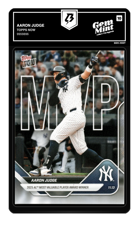 Aaron Judge 2025 Topps Now graded Gem Mint 10 by TradingCard360